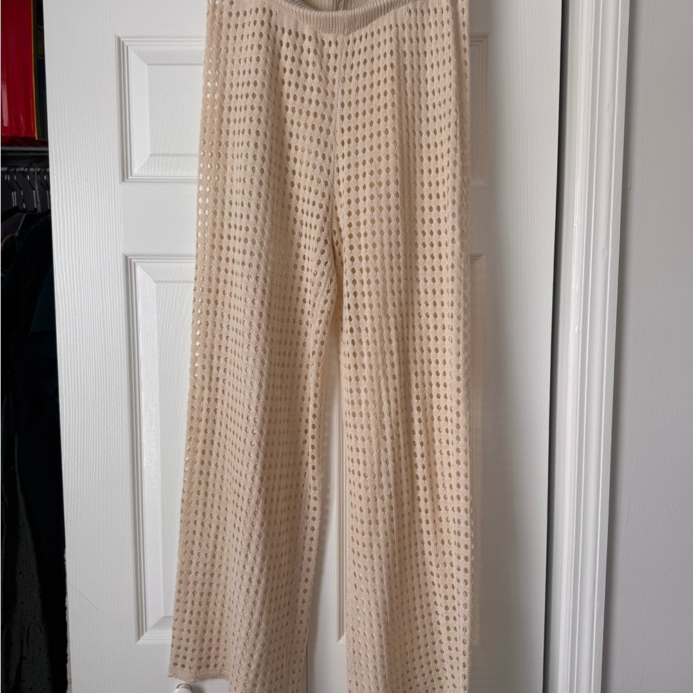 Cream Knit Swim Cover Up Pants